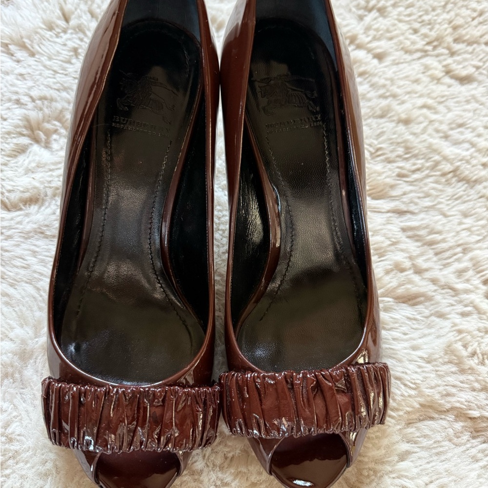 Burberry Dark Brown Patent Leather Heels - Picture 9 of 12